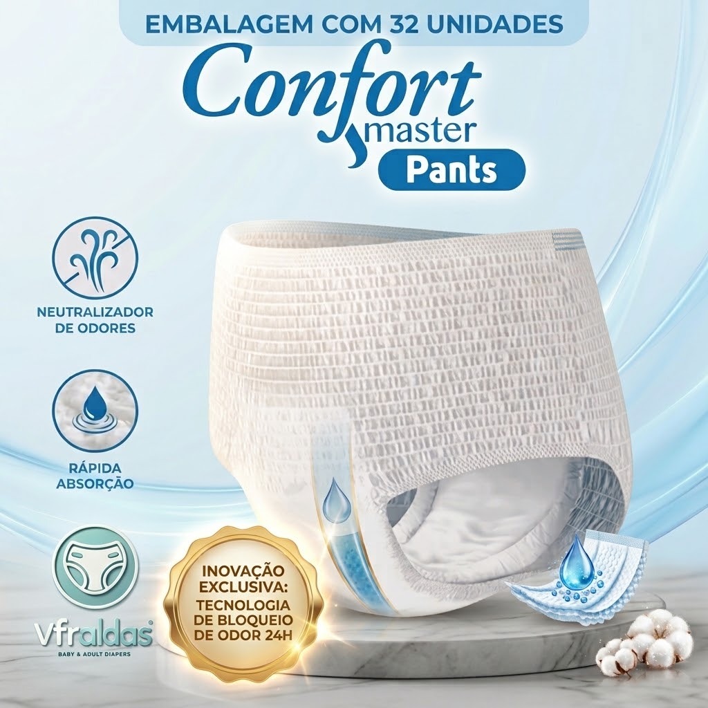 Kit 32 Fraldas Geriátricas ConfortMaster Pants Unissex P/M G/EG | Máximo Conforto para Incontinência Severa