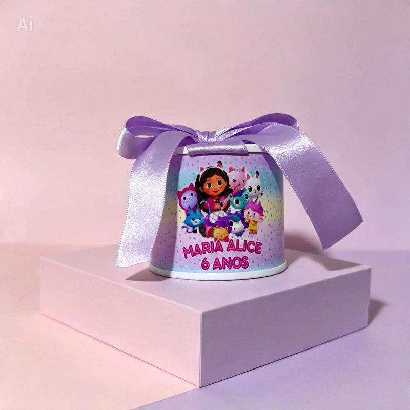 Kit Tubo Lata Personalizada Lembrancinha Festa Aniversário A Casa Mágica da Gabby Lembrança Infantil 5x6