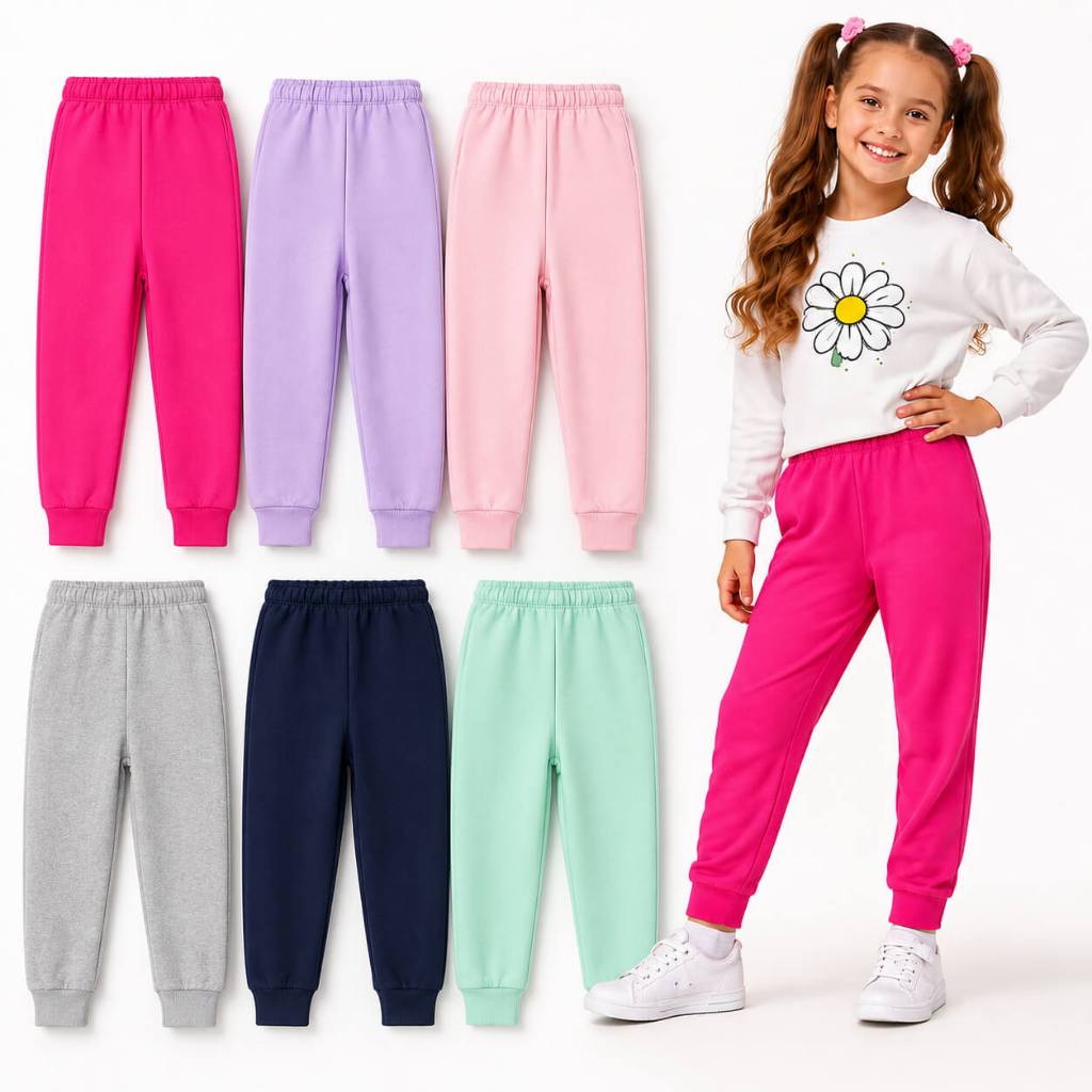 Kit 3 Calça Moletom Infantil Menina Peluciado Inverno | Calça Infantil Feminina do 1 ao 10 Anos  - Sortido