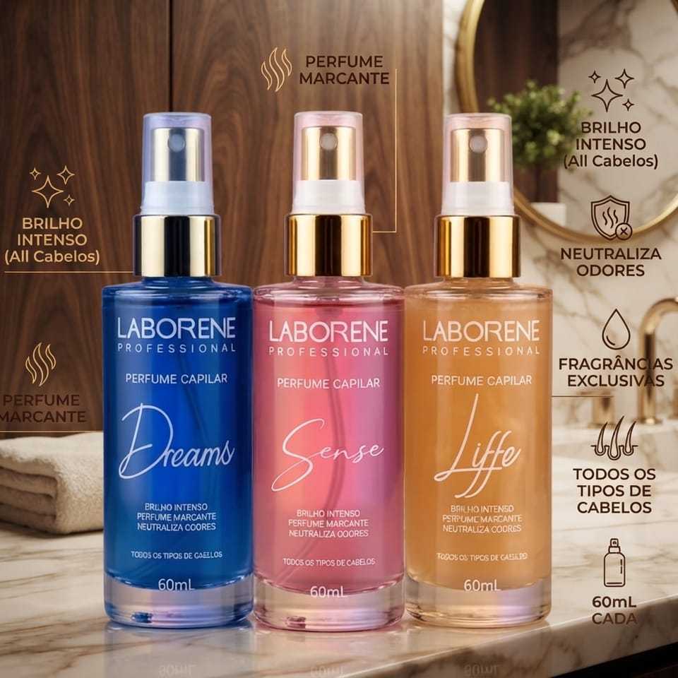 Perfume Capilar Laborene 60ml- Brilho Intenso & Neutraliza Odor - Dreams | Sense | Life |