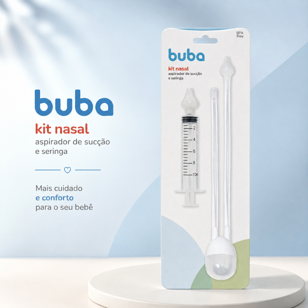 Kit Aspirador Sucção e Seringa Lavador Nasal Buba Coriza