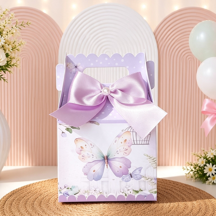 CAIXA MALETINHA JOY JARDIM DE BORBOELTAS LILAS | Caixinhas Personalizadas | Lembrancinhas Festa Infantil