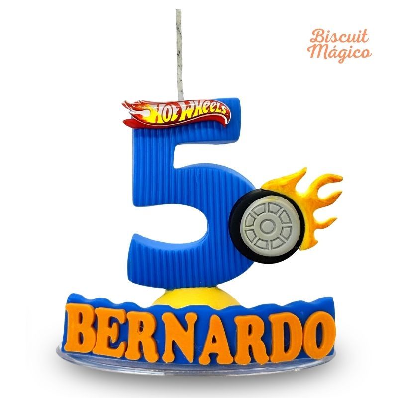 Vela Personalizada HOT WHEELS /Vela Aniversário Biscuit HOT WHEELS / Topo de Bolo HOTWHEE…