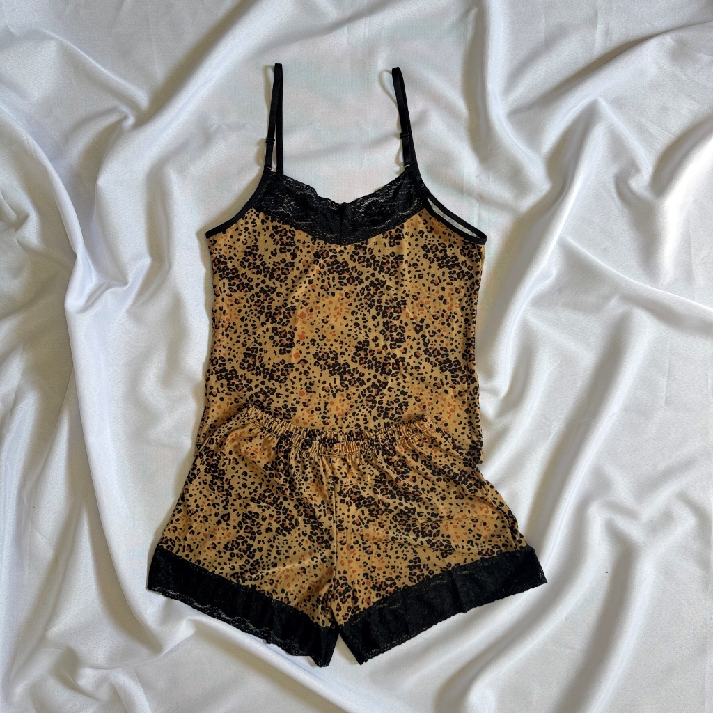 Baby Doll Feminino Liganete com Renda Alça Regulável Estampado Cereja Pijama Curto Premium Confortável Verão Fresquinho
