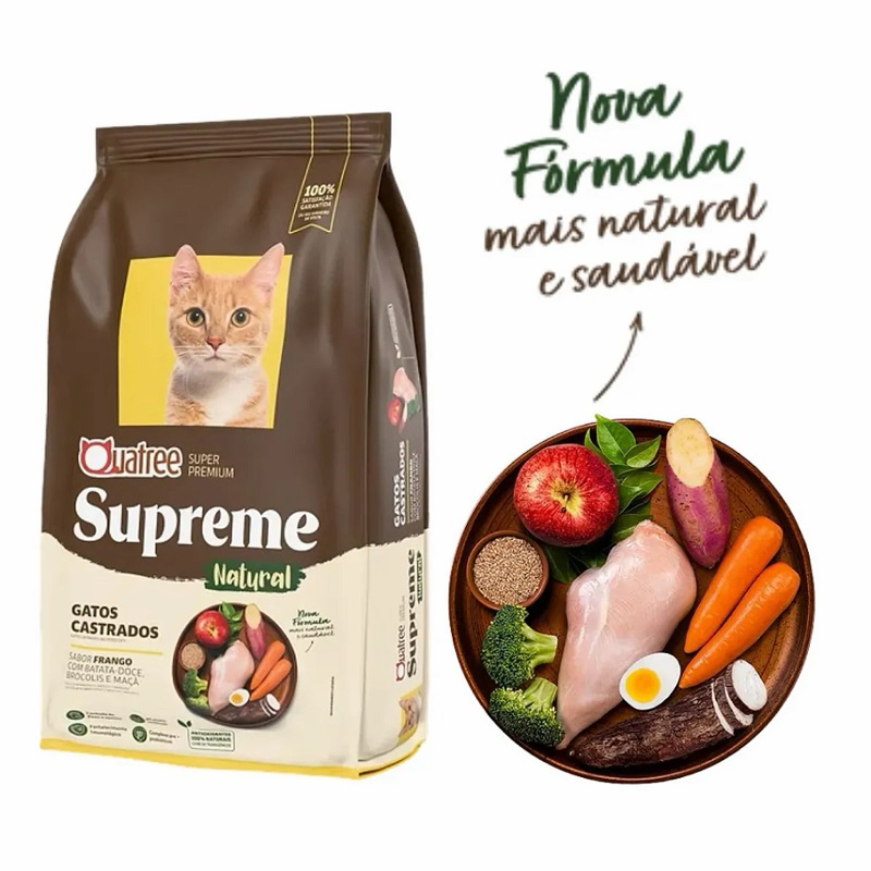 Ração Quatree Supreme Natural Gatos Castrados 1kg / 3kg Super Premium Frango — imagem 2 de 2
