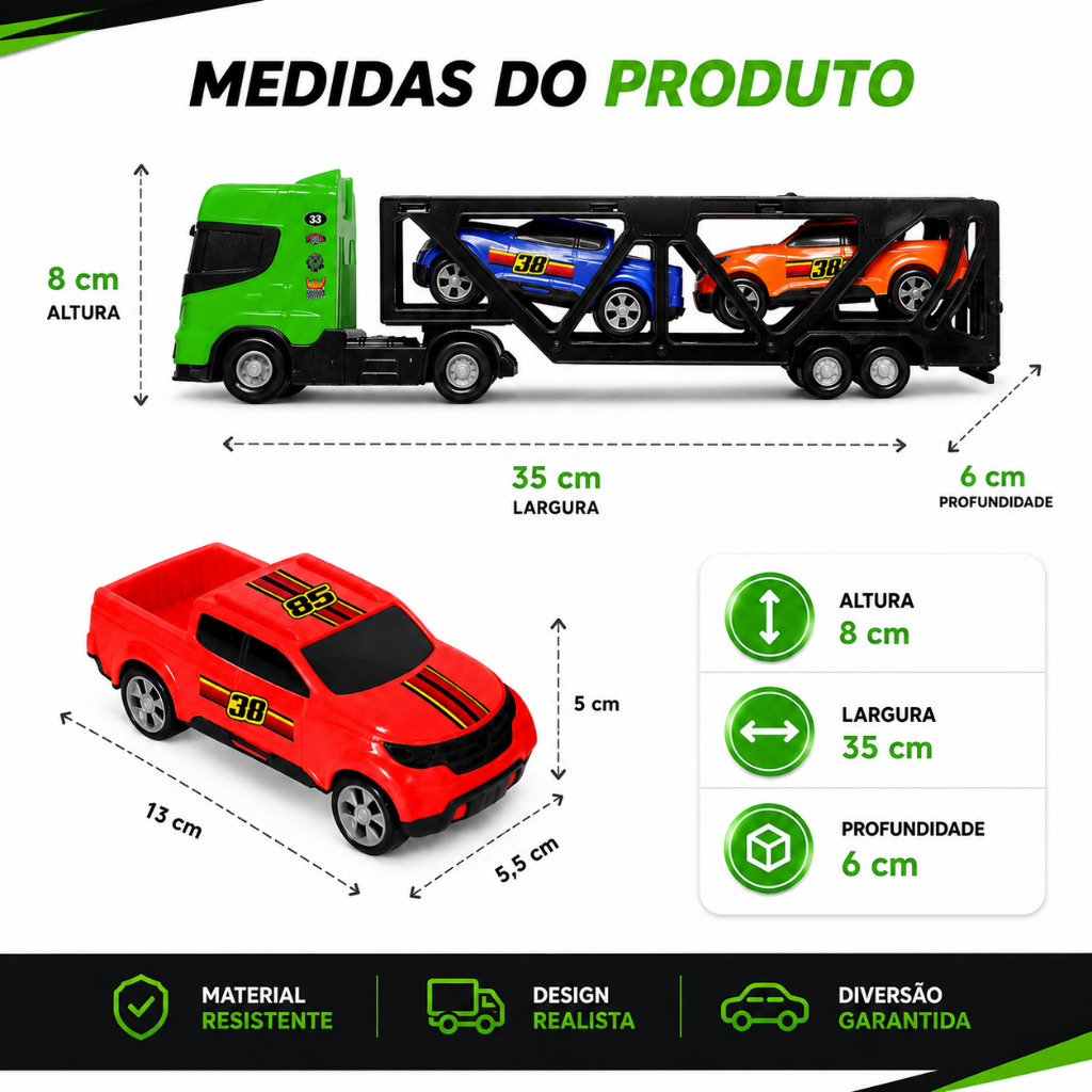 Caminhão de Brinquedo Menino Mini Cegonheiro Com 2 Carrinhos - Bs Toys Cores Sortidas — imagem 2 de 2