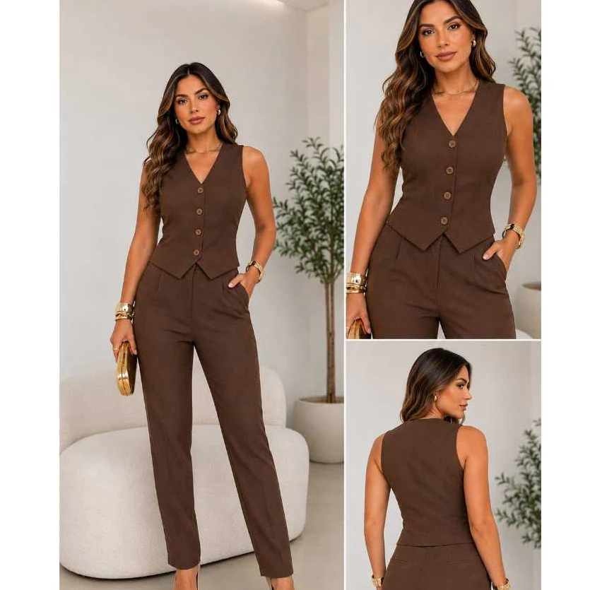 Conjunto Feminino Com Colete Na Alfaiataria Premiun Elegante PROMOÇAO — imagem 1