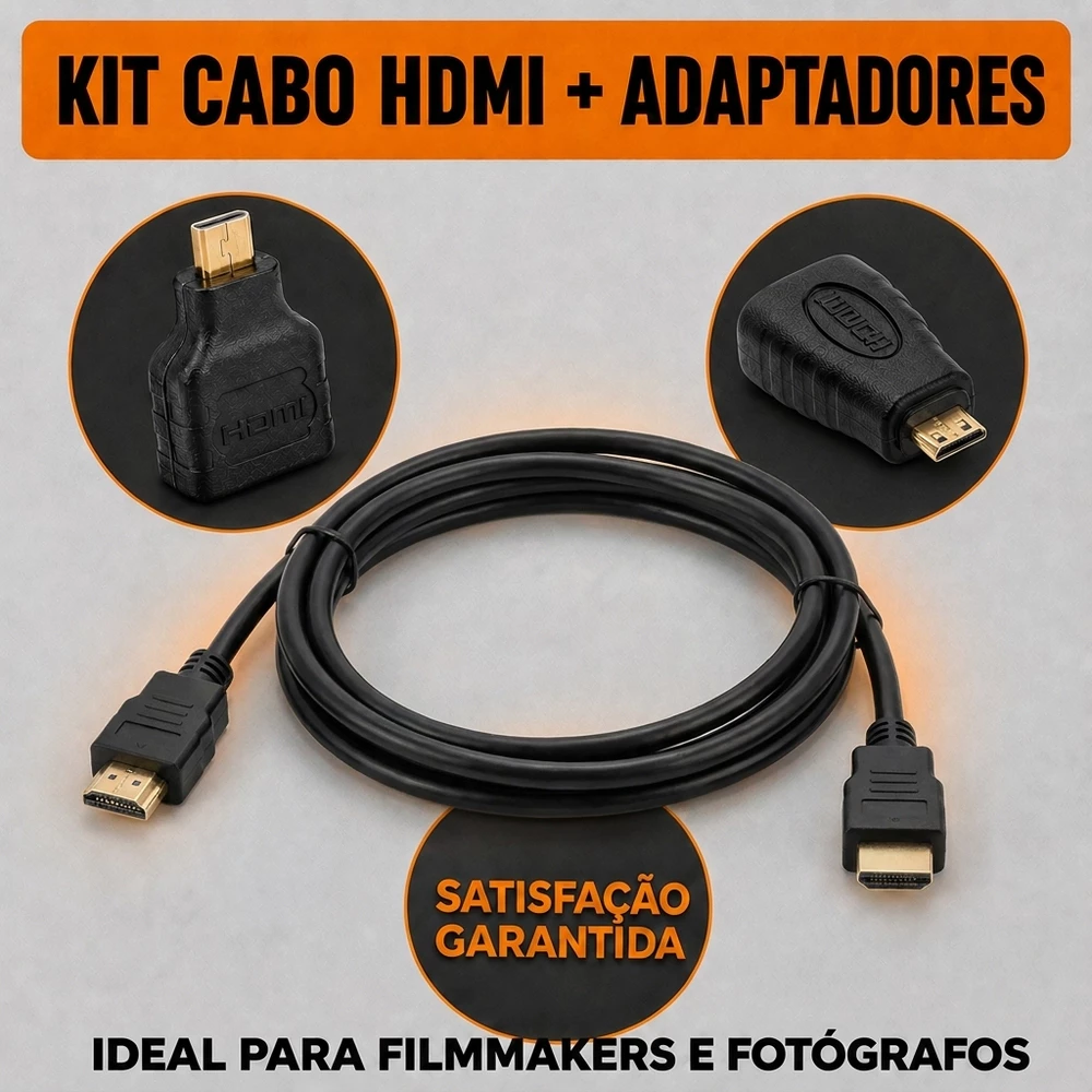 Cabo Hdmi Adaptador Mini Micro Hdmi Smart Tv Notebook Videogames Câmera Tablets 1,5m