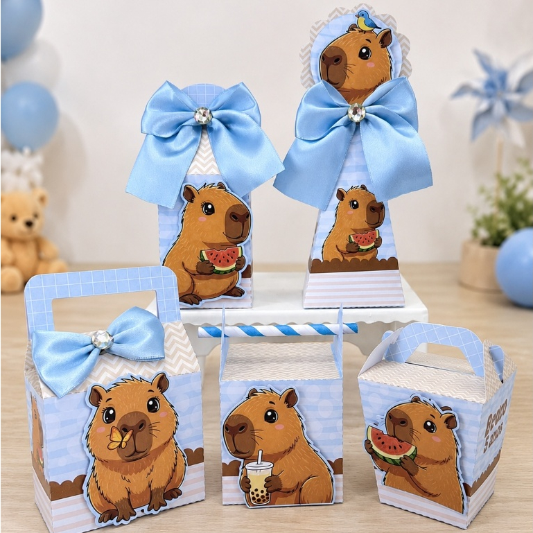Kit Festa LUXO Personalizados CAPIVARA COR AZUL | Caixinhas Personalizadas | Lembrancinhas Aniversário | Festa Infantil