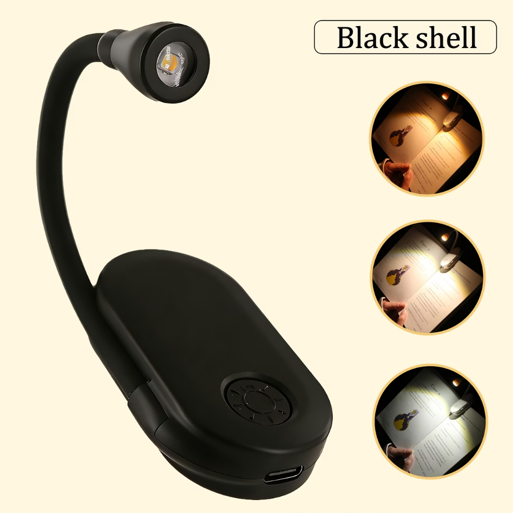 Mini Lâmpada de Mesa Led USB Recarregável com Grampo Dobrável 3 Modos Escurecimento Proteção dos Olhos