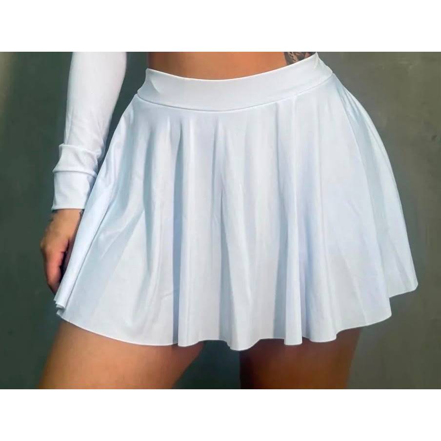 Saia Feminina Curta Plissada Babado Soltinha Forrada Fitness Básica Minimalista Dia A Dia Esportiva Tenis Gringa Treino