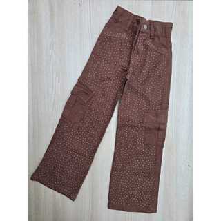 Calça Jeans Cargo com Strass  Feminina Juvenil