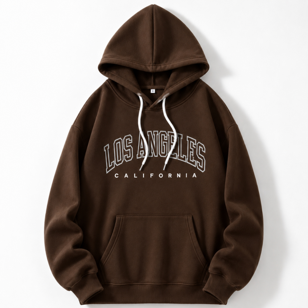 Moletom Canguru Estampado Los Angeles Califórnia Flanelado Blusa de Frio Inverno Estilo Unissex