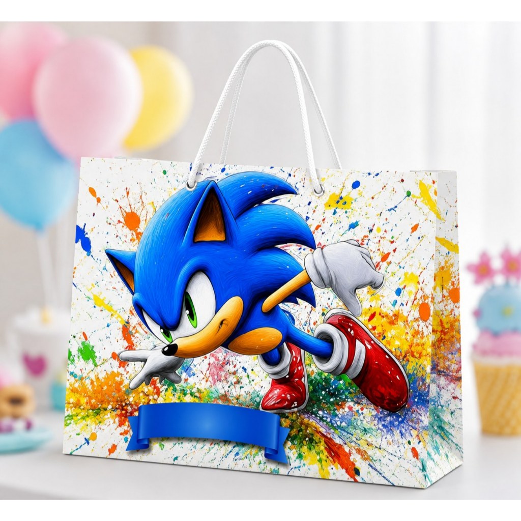 Sacolinha Sonic personalizada, lembrancinha Sonic, sacola festa infantil, aniversário Sonic, kit festa