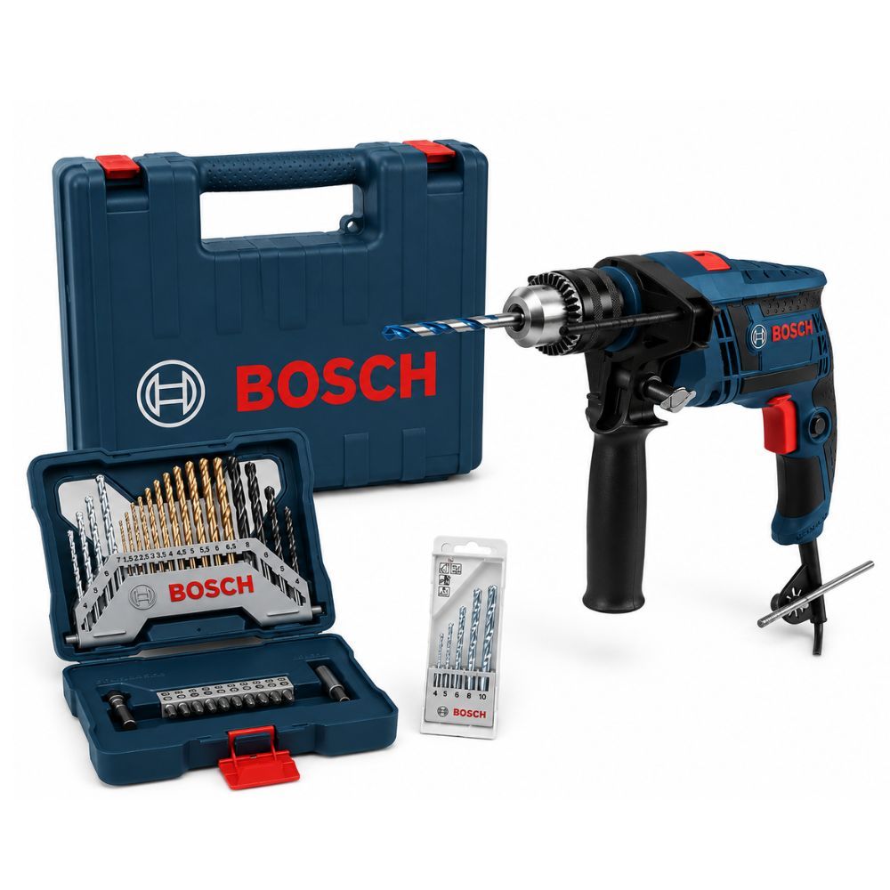 Furadeira de Impacto 1/2 POL 750W 12B8 com Maleta e Kit de Brocas 35 Peças BOSCH