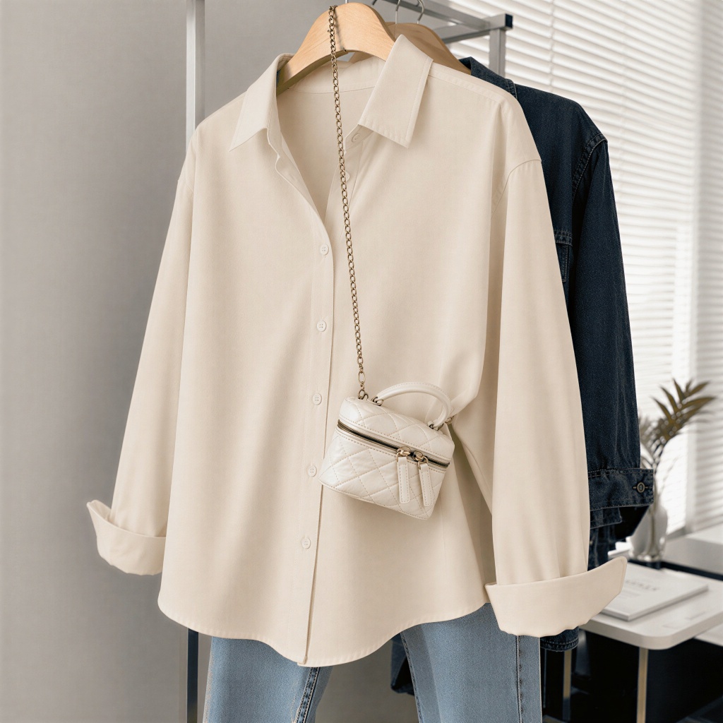 Camisa Social Feminina Crepinho Premium Manga Longa Blusa Feminina Elegante Gola Colarinho Trabalho Casual Chic