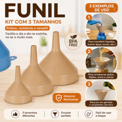 FUNIL PLASTICO - KIT 3 TAMANHO