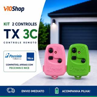Kit 2 Controle para Portão Tx 3c Verde e Rosa Peccinin Nice Linear 433 Mhz - V10 Shop