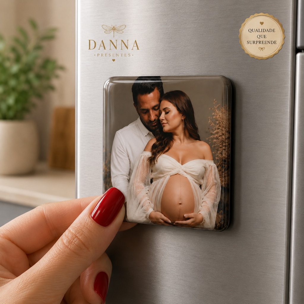 Ímã Personalizado 5x5 com Foto Lembrancinha de Casamento Aniversário Festa Maternidade Chá de Bebê Eventos e Presentes