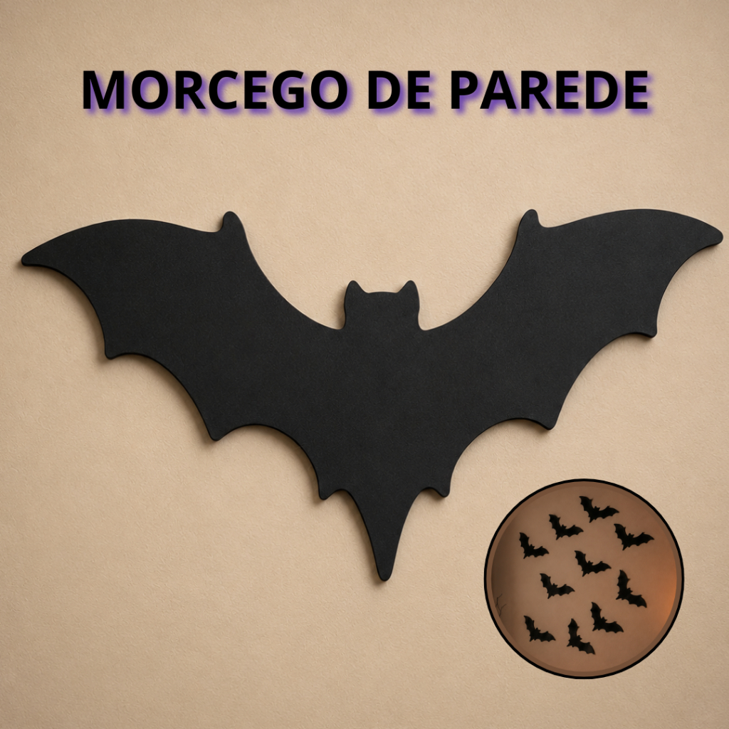 Kit Morcegos Decorativos Halloween - Decoração Temática de Parede