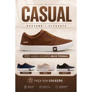 Sapatênis Casual/Social Masculino bege, preto, azul