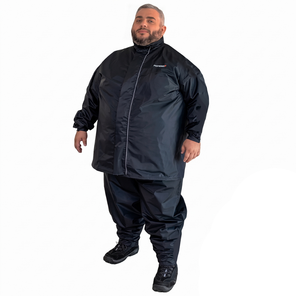 Capa Chuva Motoqueiro Nylon Impermeavel Pioneira Storm Nylon Com Zíper Velcro e Refletivo Plus Size