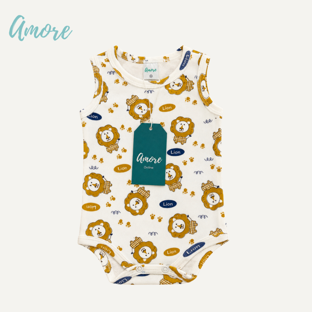 Roupa de Bebê Body Regata Leãozinho Suedine - 100% Algodão