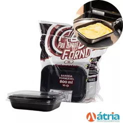 10un Bandeja Forneável 800ml G240 com Tampa Galvanotek
