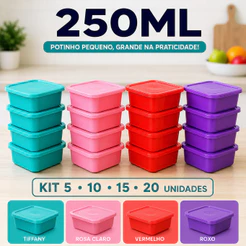 Kit Potes 250ml com Tampa Porta Temperos Condimentos Doces Frutas e Mantimentos