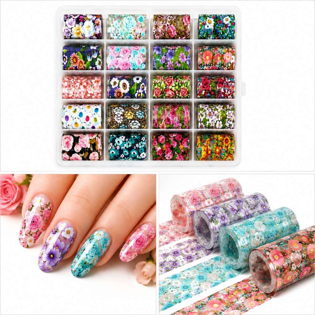 Kit C/10 Rolos De Foils prara Unhas Com Estampas Variadas~ c&s bazar ~