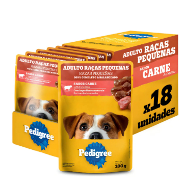 18 unidades Ração Úmida para Cachorro Pedigree Adulto Sachê Carne 100g