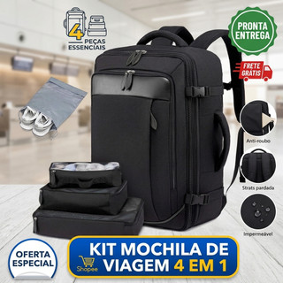 Mochila administrativa e de viagem grande 4 em 1 com porta USB para carregar notebook