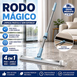 Rodo de Silicone 50cm com Cabo Telescópico Giratório 180° para Piso Vidro Box Carro