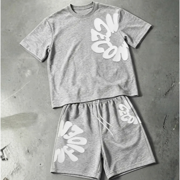 Conjunto Masculino Camiseta Oversized e Short Moletom Estampado Streetwear Moda