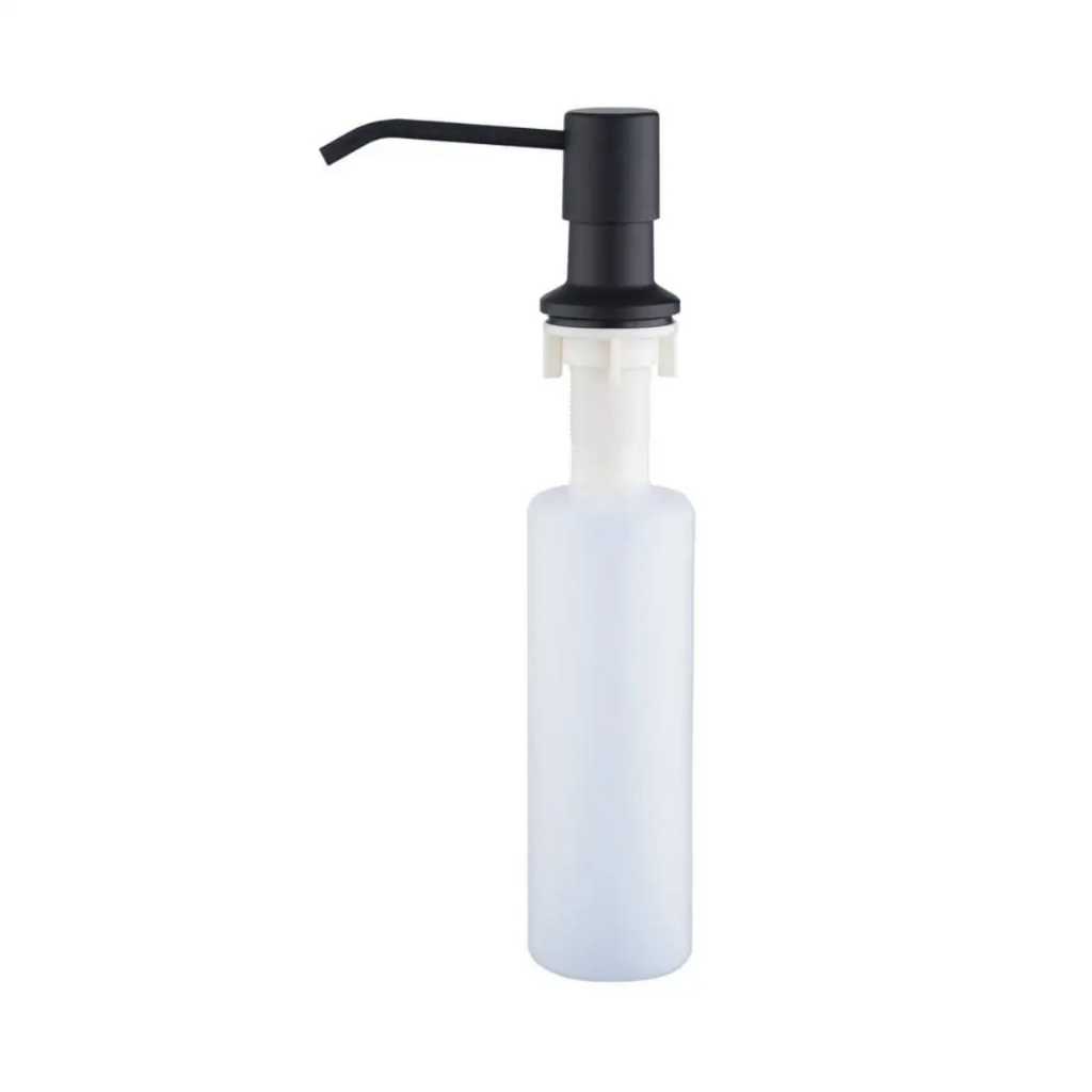 Dispenser Detergente Aço Inox Preto 350 ml Porta Sabonete Líquido Cuba Bancada Dosador Embutir