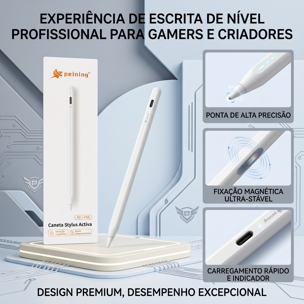Caneta Stylus Universal PEI-LP05 para iPad Android e Celular Touch Alta Precisão Magnética