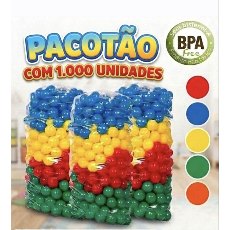 Pacotao 1000 Bolinhas Coloridas livres de BPA para piscina decorações não Amassam Natalplast