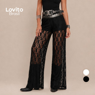 Calça Renda Feminina com Forro Estilosa Longa Moda Festival BRPTB1016BRL1046BK