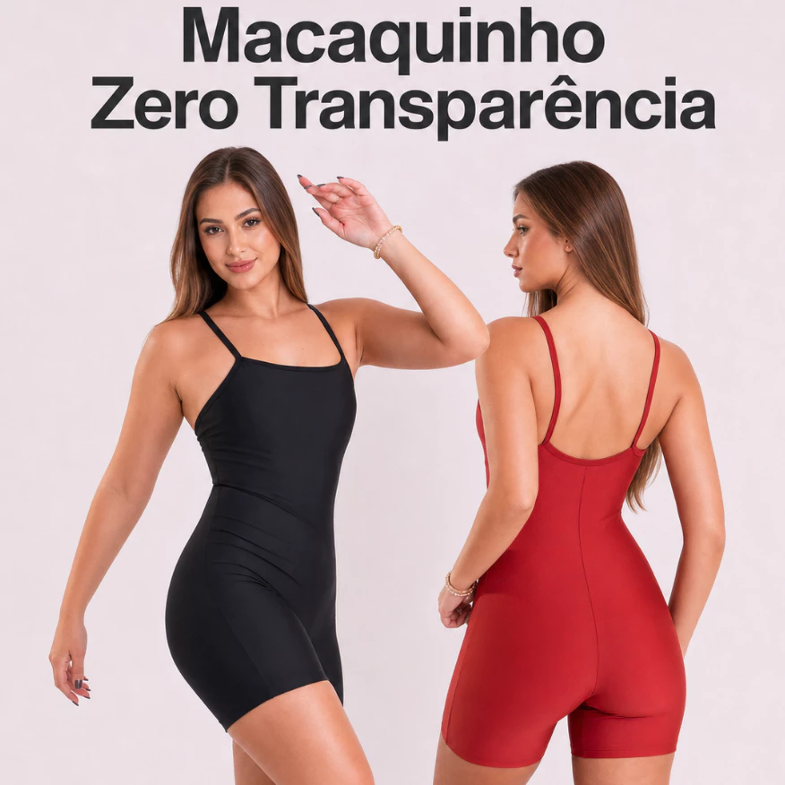 Macaquinho Feminino Para Academia De Alcinha Fitness Zero Transparência Suplex Premium Modela Corpo — imagem 1