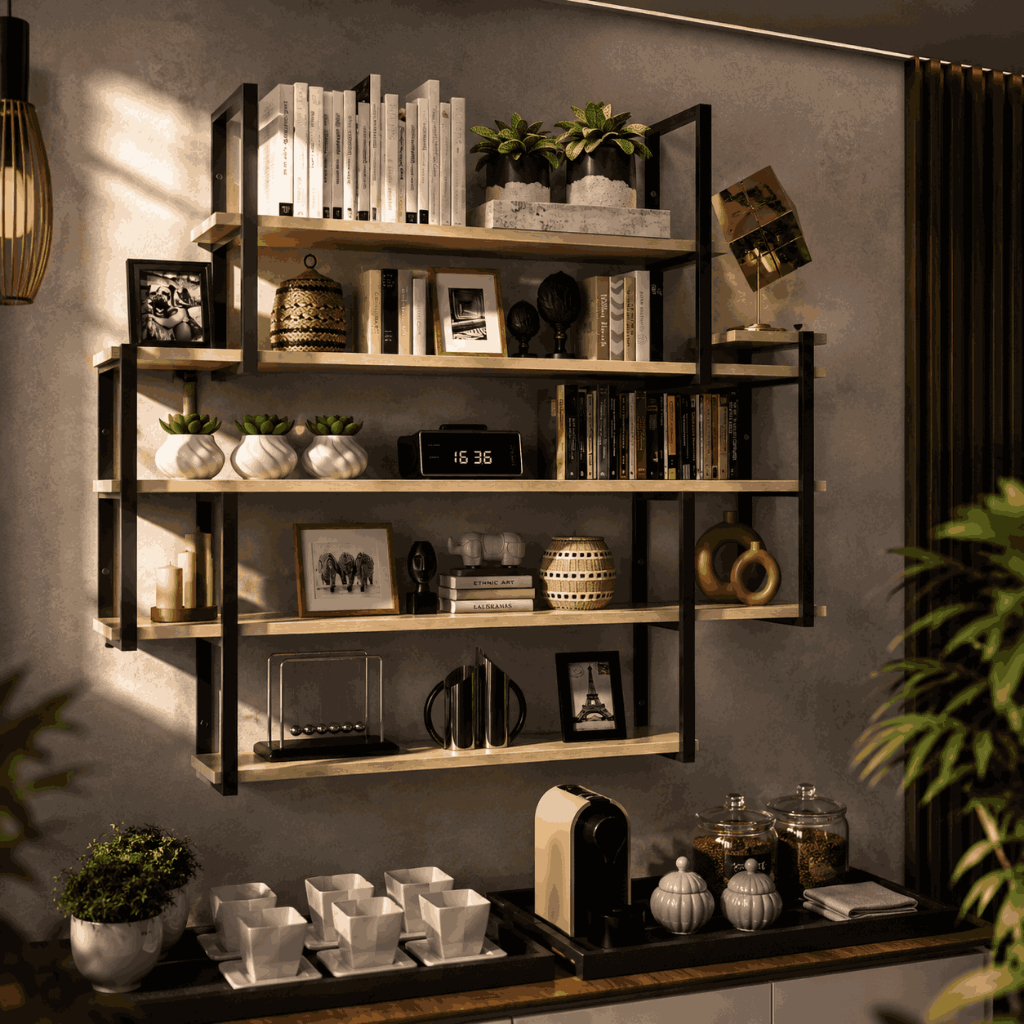 Prateleira Industrial Escritório Sala Quarto Cozinha Escrivaninha Design Moderno e Elegante Suspensa