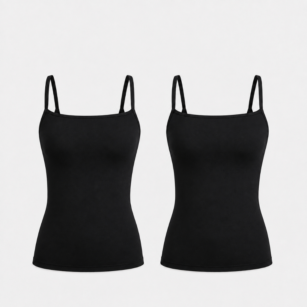 Kit 2 Blusinha Feminina Regata Poliamida Forro Alça Preto