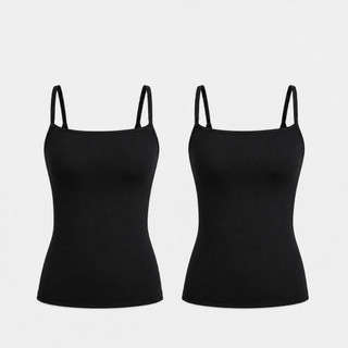 Kit 2 Blusinha Feminina Regata Poliamida Forro Alça Preto