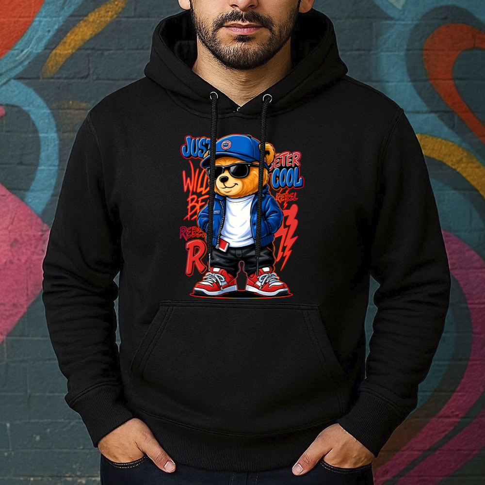 Blusa de Moletom Estampada Urso Moletom Canguru Masculina Confortável Do Tamanho P ao GG