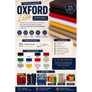 Tecido Oxford Liso 100% Poliéster 7mts  x 1,50m – Para Toalha de Mesa, Festa, Decoração, Uniforme e Artesanato