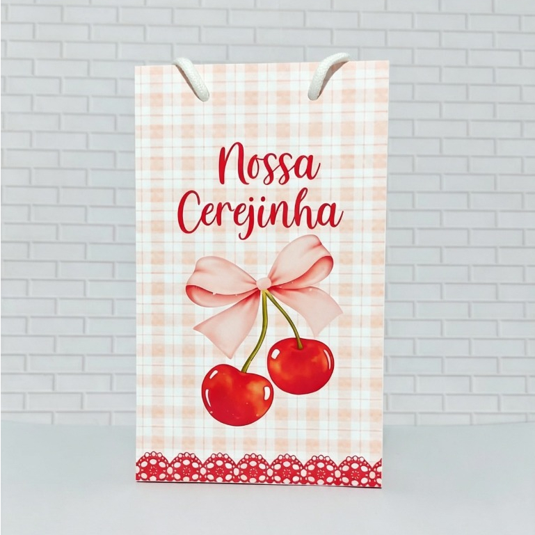 Cerejinha - Kit Mini Sacolinha Personalizada PEGUE e MONTE/Sacola/Aniversario/Lembrancinha/Festa