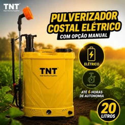 Pulverizador 20l Costal Agrícola Elétrico e Manual TNT 3 Bicos