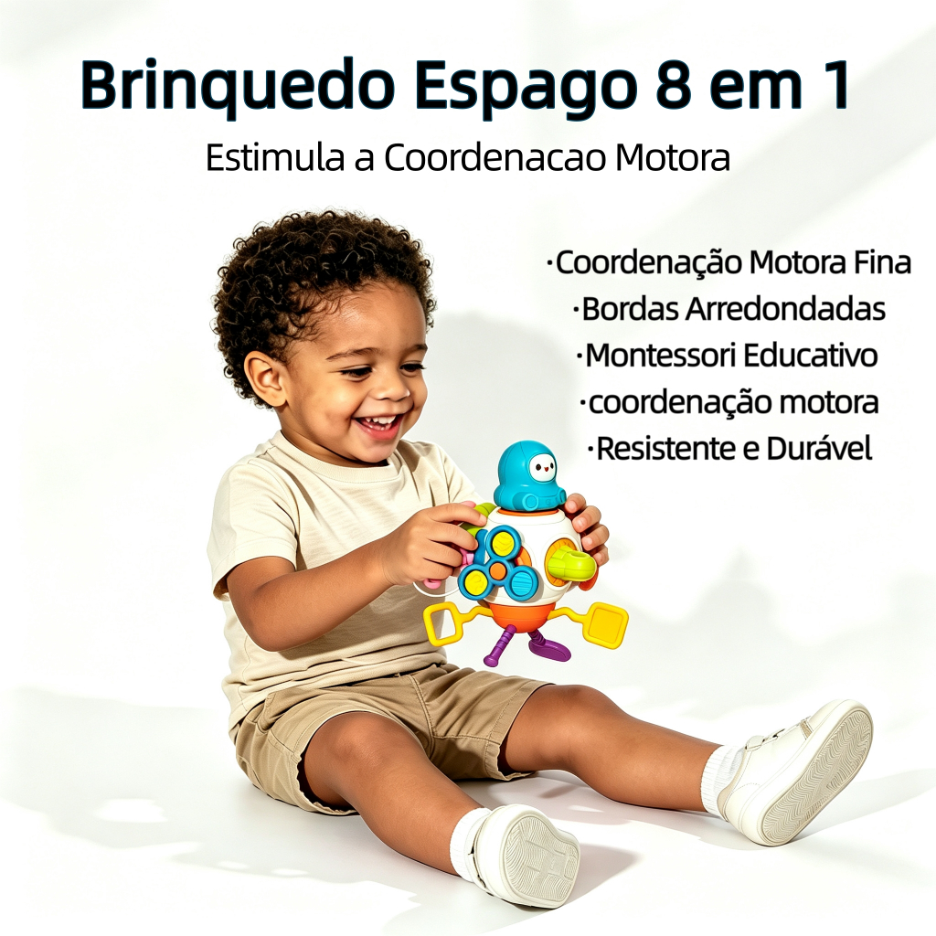 Brinquedo Espaço 8 em 1 Montessori Sensorial Bebês 6M+, Sem Pilhas, Coordenação Motora Fina, Educativo Ótimo Presente In