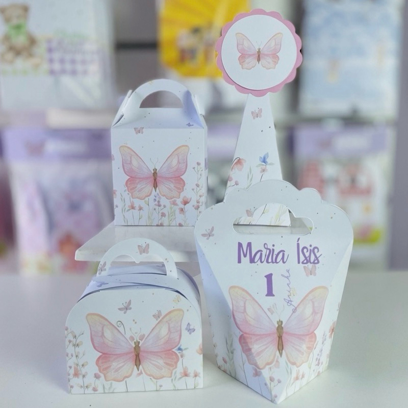 KIT FESTA Borboleta / jardim encantado Personalizado desmontada Lembrancinhas - Caixinha Personalizadas - papelaria