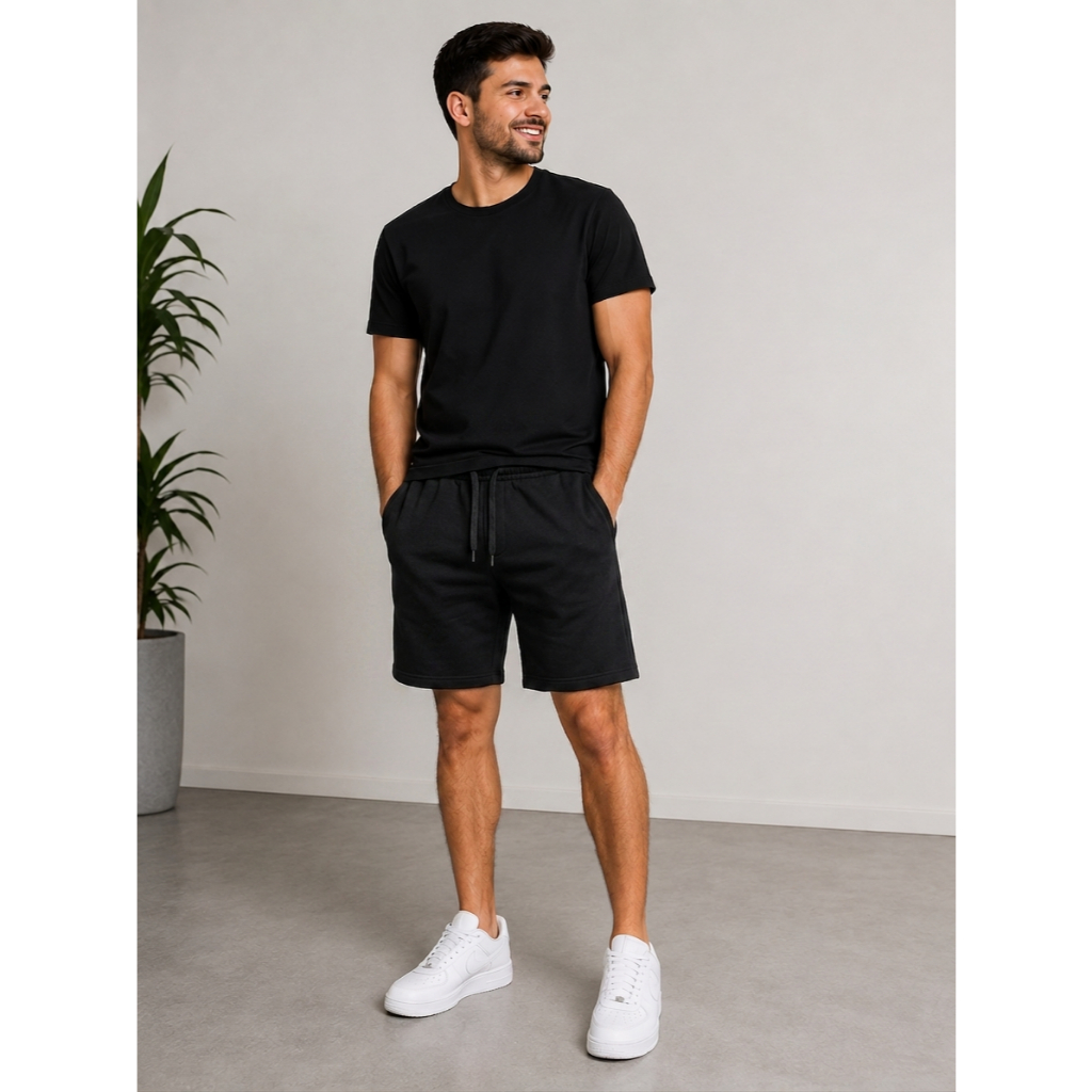Kit 2 Bermudas Masculinas de Moletom com Bolsos e Cordão – Confortável Casual — imagem 2 de 2