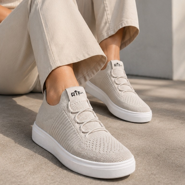 Tênis Knit Calce Fácil Tenis Meia Confortável Leve Flexível Casual Antiderrapante